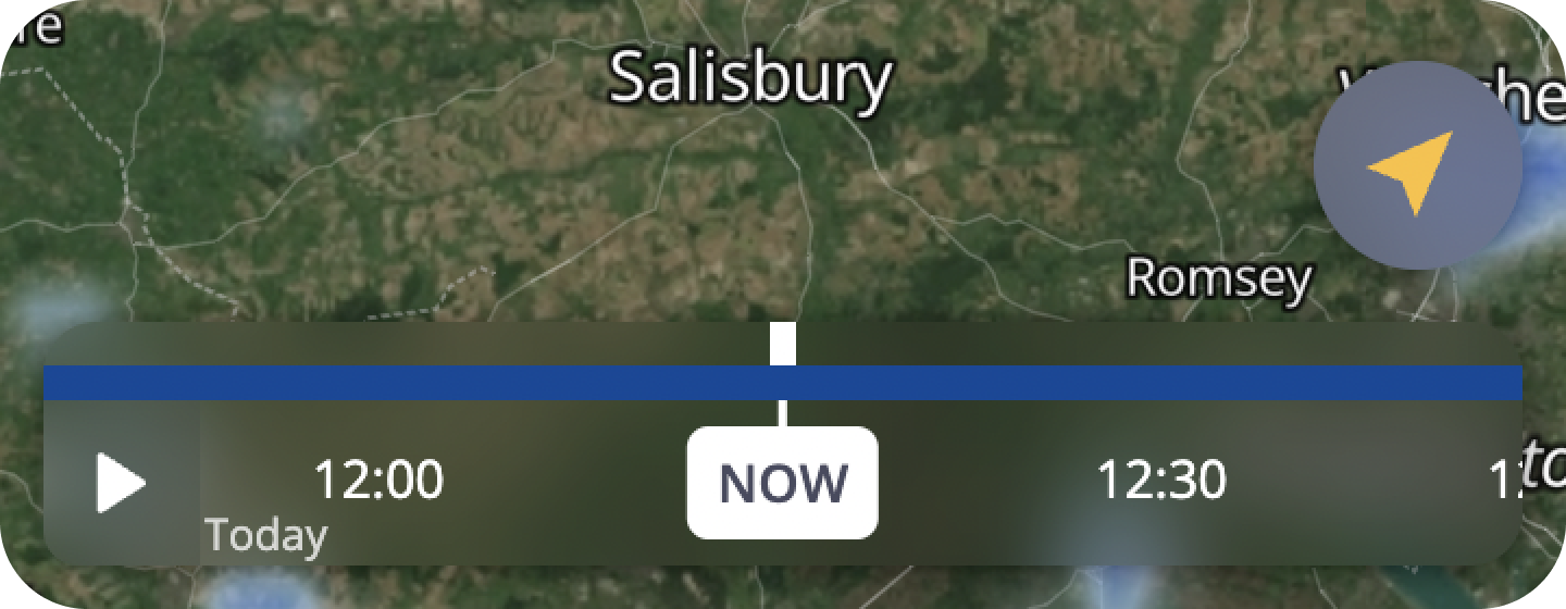 Old radar timeline — a thin blue line on a transparent background blending into the map